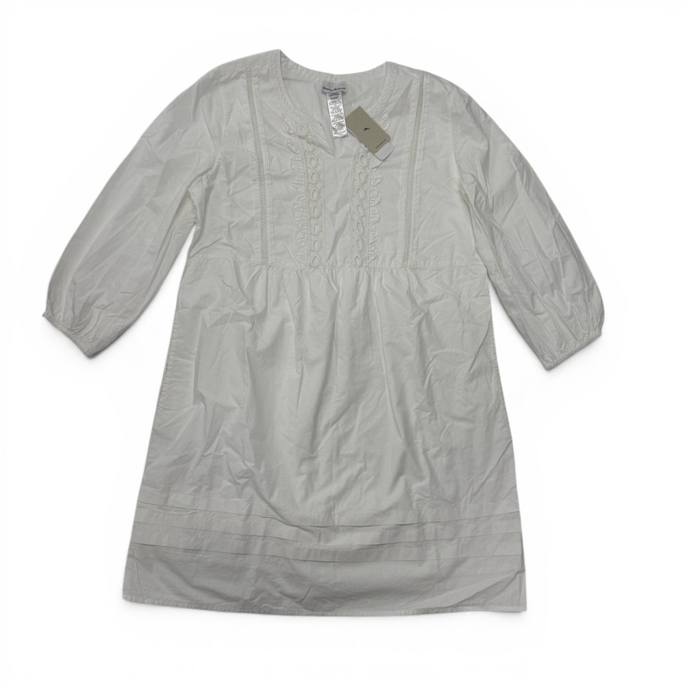 Tommy Bahama Womens White Cotton Poplin Split Neck Eyelet Dress Small NWT